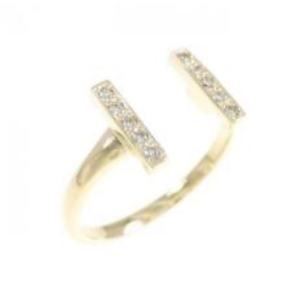 Kate Spade Raise the Bar Gold Plated Pave Style Ring in Sz 5-6 Like New